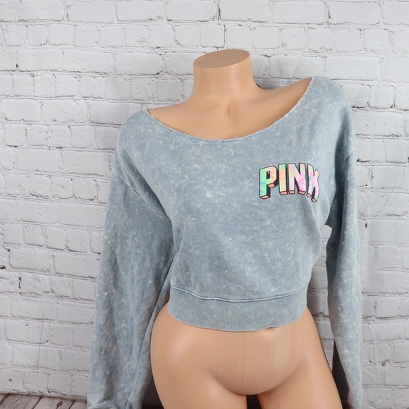 VS PINK logo Slouchy Crop Sweatshirt Tee - Picture 2 of 8